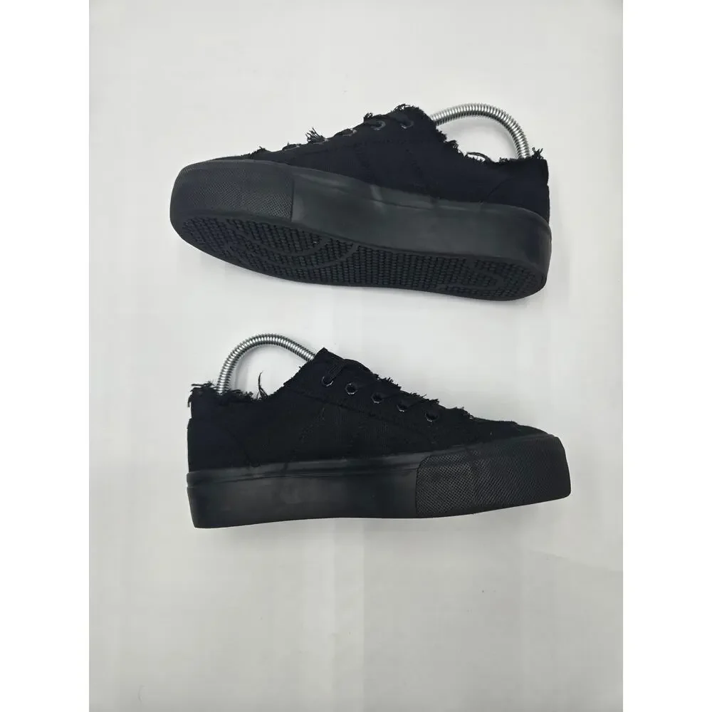 Obtaom Women's Black Canvas Low Top Casual Sneakers Size 7